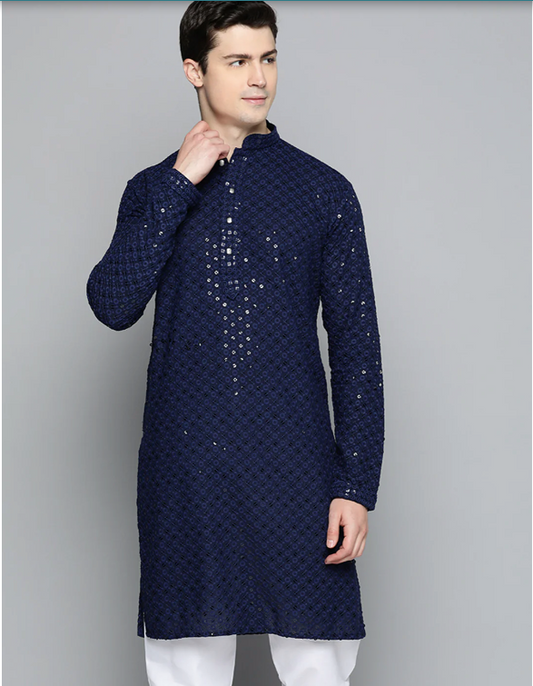 Navy Blue Sequin Kurta