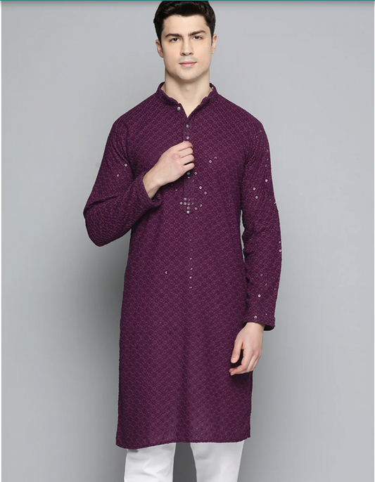 Purple Sequin Kurta