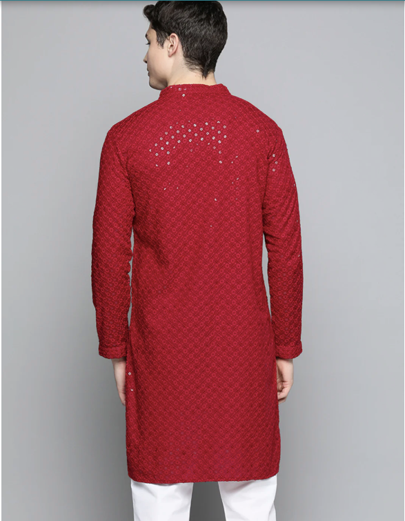 Cherry Red Sequin Kurta