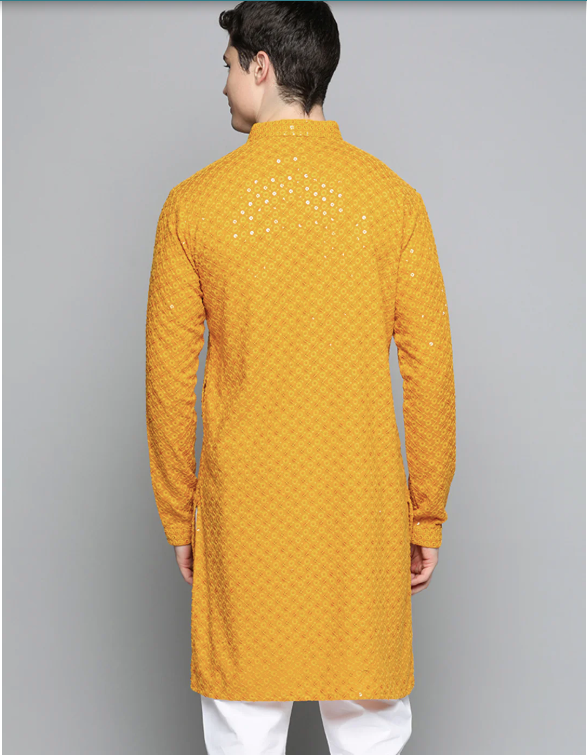 Yellow Sequin Kurta
