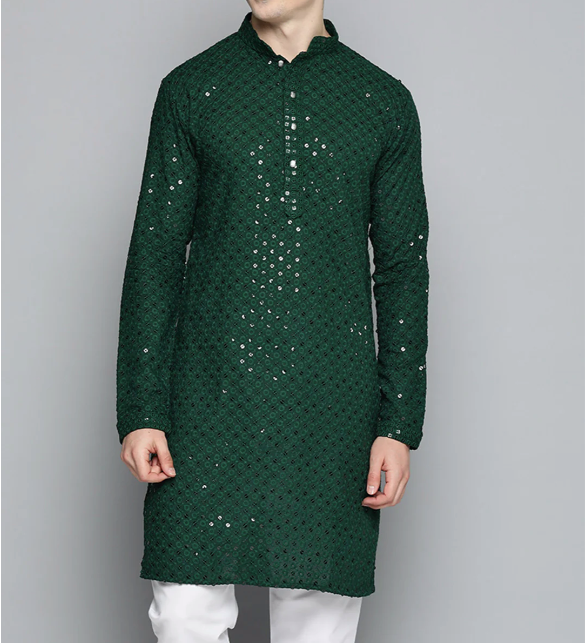 Bottle Green Sequin Kurta