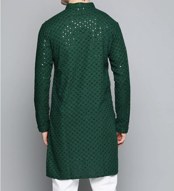 Bottle Green Sequin Kurta