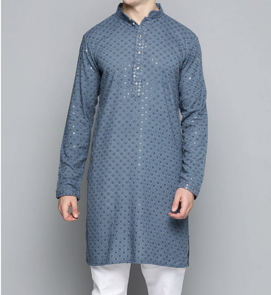 Charcoal Grey Sequin Kurta